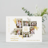 6 Photos Collage Wedding Botanical Branches Frame Folieneinladung (Stehend vorne)