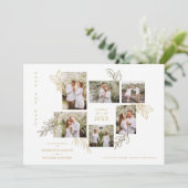 6 Photos Collage Wedding Botanical Branches Frame  Save The Date (Stehend Vorderseite)