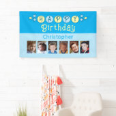 6 photos happy birthday name kids blue party banner (Insitu)
