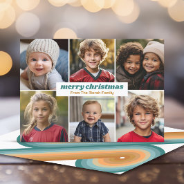 6 Photos - Merry Christmas Minimal Retro Line Art Feiertagskarte