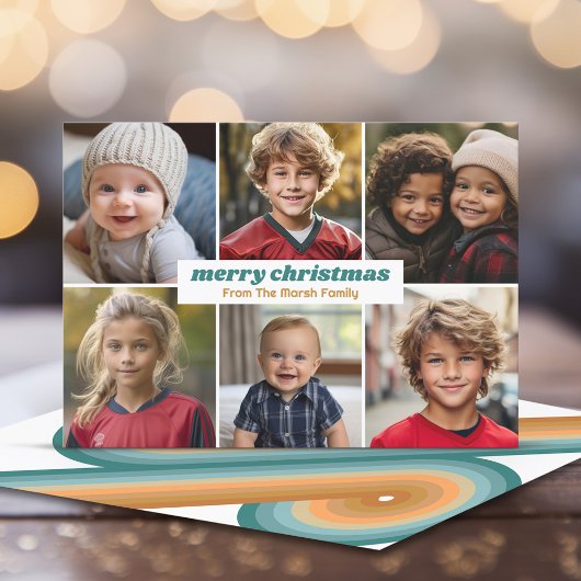 6 Photos - Merry Christmas Minimal Retro Line Art Feiertagskarte