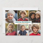 6 Photos - Merry Christmas Minimal Retro Line Art Feiertagskarte (Vorderseite)