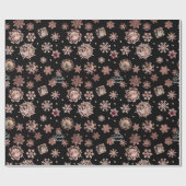 6 Pic Custom Rose Gold Glitzer Snowflakes Blk Gesc Geschenkpapier (Flach)