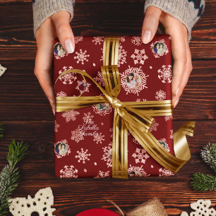 6 Pic Custom Rose Gold Glitzer Snowflakes Rotes Ge Geschenkpapier