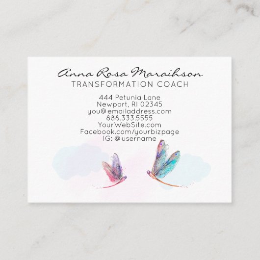 *~* 6 Punch Pink Blue Dragonfly Loyalty Card Treuekarte (Rückseite)