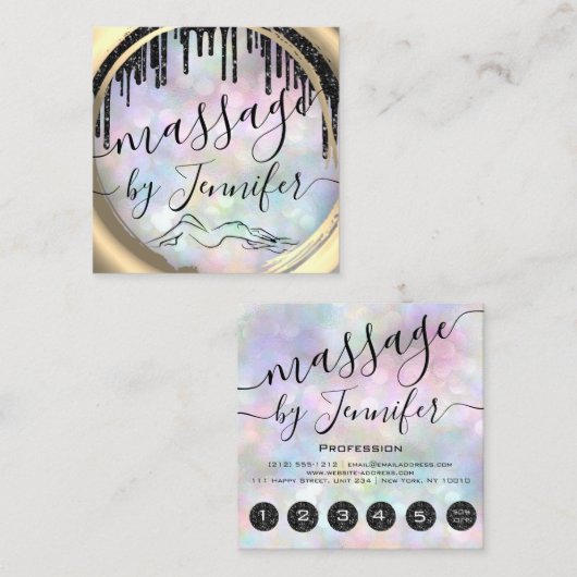 6 Punches Massage Wellness-Center Wellness Studio  Quadratische Visitenkarte (Vorne/Hinten)