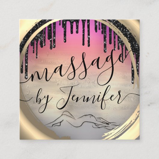 6 Punches Massage Wellness-Center Wellness Studio Quadratische Visitenkarte (Vorderseite)