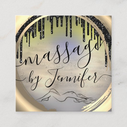 6 Punches Massage Wellness-Center Wellness Studio  Quadratische Visitenkarte (Vorderseite)