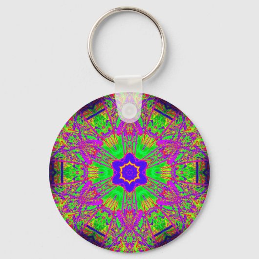 6 Punkte blauer Stern groovy psychedelisch Schlüsselanhänger (Vorderseite)