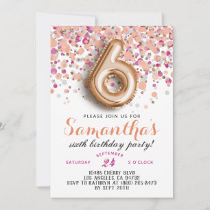 6. Rose Gold Geburtstag Einladung