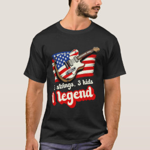6 Saiten 3 Kinder 1 Legende USA-Flagge Gitarre Mus T-Shirt