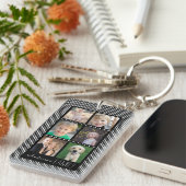 6 Schwarze Fotorahmen mit weißen Punkten Personali Schlüsselanhänger (Vorderseite rechts)