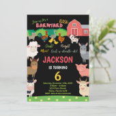 6. Schwarze Landtiere Einladungen zum Geburtstag (Stehend Vorderseite)