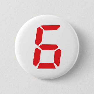 6 sechs digitale Zahl des Rot-Weckers Button