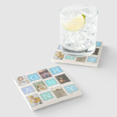 6 Sechs Foto Collage Niedlich Baby Family Liebe Gr Steinuntersetzer (Seitenansicht)