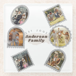 6 Sechs Foto Moderne Elegante Collage Familienlieb Glasuntersetzer