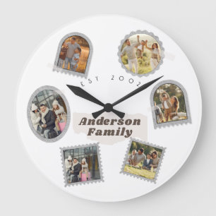 6 Sechs Foto Moderne Elegante Collage Family Liebe Große Wanduhr
