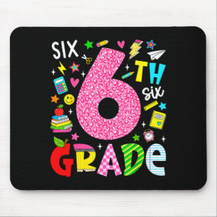6. sechste Klasse Retro bunte zurück zur Schule Mousepad