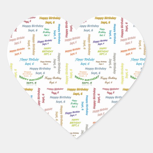 6. September Herz-Aufkleber (Vorderseite)