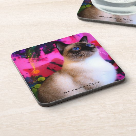 6 Siamische Hartkunststoffe, Untersetzer mit Korkr (Linke Seite)