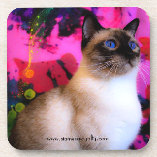 6 Siamische Hartkunststoffe, Untersetzer mit Korkr