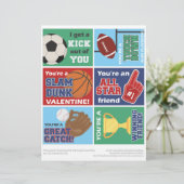 6 Sportskinder Valentinstag Cards Briefbogen (Stehend Vorderseite)