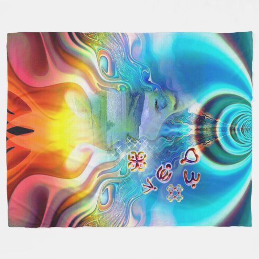 6 Sprache der Chakra-Symbole Fleecedecke (Vorderseite (Horizontal))