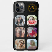 6 Square Foto Collage Black Monogram iPhone Case iPhone Hülle (Rückseite)