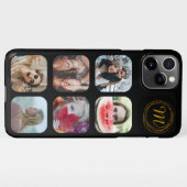6 Square Foto Collage Black Monogram iPhone Case iPhone Hülle (Rückseite (Horizontal))