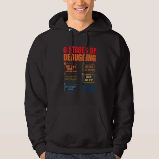 6 Stufen des Debuggens Coder Programmierer Softwar Hoodie (Vorderseite)