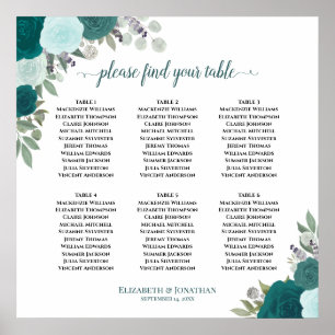 6 Tabelle Aquamarine Rose Boho Hochzeitssatelliten Poster