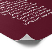 6 Tabelle Chic Silver Burgundy Wedding Seating Cha Poster (Ecke)