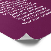 6 Tabelle Chic Silver & Cassis Hochzeitsdiagramm Poster (Ecke)