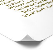 6 Tabelle Einfache elegante Gold-Hochzeitssettkart Poster (Ecke)