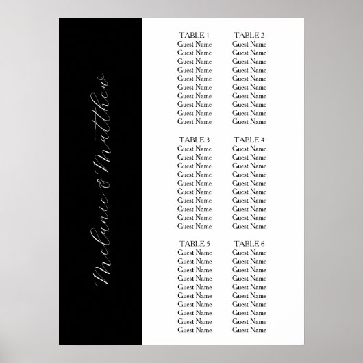 6 Tabelle | Einfache elegante Hochzeitsstift Poster (Vorne)