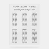 6 Tabelle Einfache Minimalistische Hochzeitskarte Acrylschild (Vorderseite)