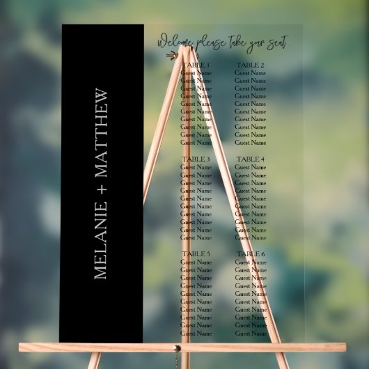 6 Tabelle | Elegante moderne Hochzeitssitzkarte Acrylschild (Neutral)