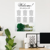 6 Tabelle Elegante Smaragdgrüne Rose Sitzkarte Poster (Heimbüro)