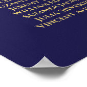 6 Tabelle Elegantes Gold & Navy Hochzeitssattel Poster (Ecke)