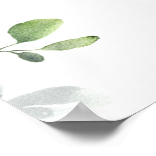 6 Tabelle Eukalyptus Grüne Hochzeitsstift Poster (Ecke)