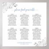 6 Tabelle Frilly Wedding Seating Chart Blau auf We Poster (Vorne)