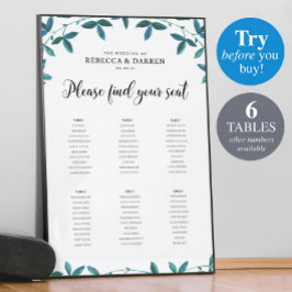 6 Tabelle Green Folies Eukalyptus Seating Chart Poster