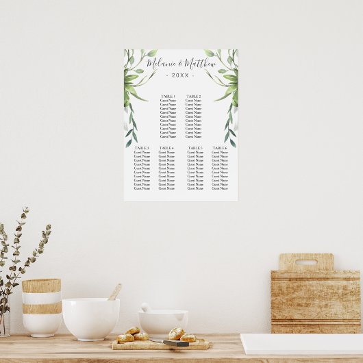 6 Tabelle Moderne Eukalyptus-Hochzeitstabelle Poster (Küche)