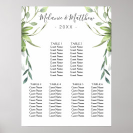 6 Tabelle Moderne Eukalyptus-Hochzeitstabelle Poster