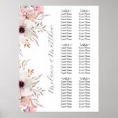 6 Tabelle | Rustic Boho Floral Wedding Chart Poster (Vorne)