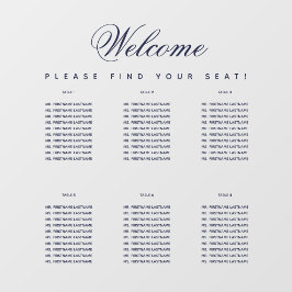 6 Tabelle Seating Chart Navy Blue Script transpare Fensteraufkleber