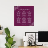 6 Tabelle Silver Cassis Lila Hochzeitssitzkarte Poster (Heimbüro)