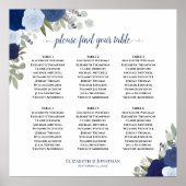 6 Table Blue Rose Boho Wedding Seating Chart Poster (Vorne)