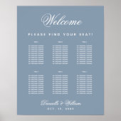 6 Table Dusty Blue Simple Wedding Seating Chart Poster (Vorne)