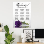 6 Table Elegante Royal Lila Rose Seating Chart Poster (Heimbüro)